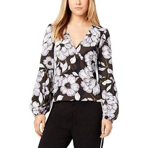 Bar III Womens Top Floral Print Trendy Surplice